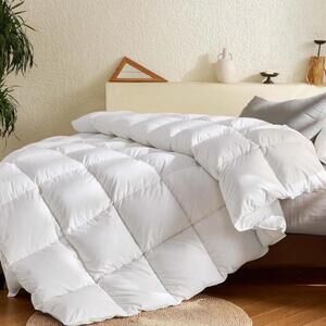 Down Comforter All-Season, White Goose Feather-Queen-White